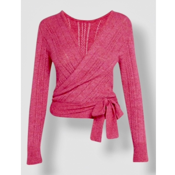NAADAM Soft Pointelle Alpaca Blend Reversible Wrap Sweater.